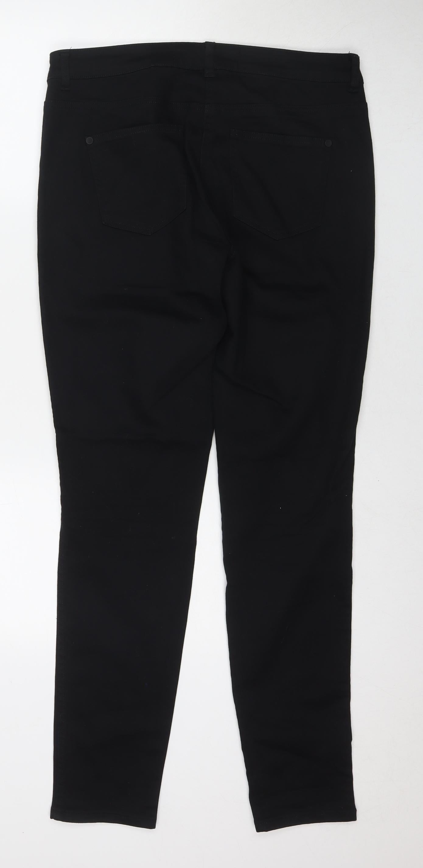 NEXT Womens Black Cotton Skinny Jeans Size 16 L30 in Regular Zip