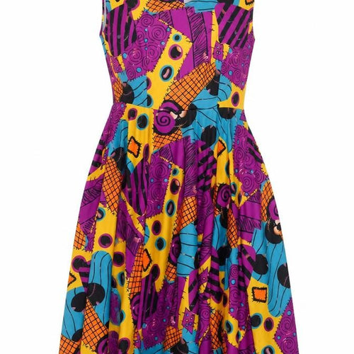 Made Whit Love Womens Multicoloured Geometric Polyester Trapeze & Swing Size 6 V-Neck Zip - Size 6-8