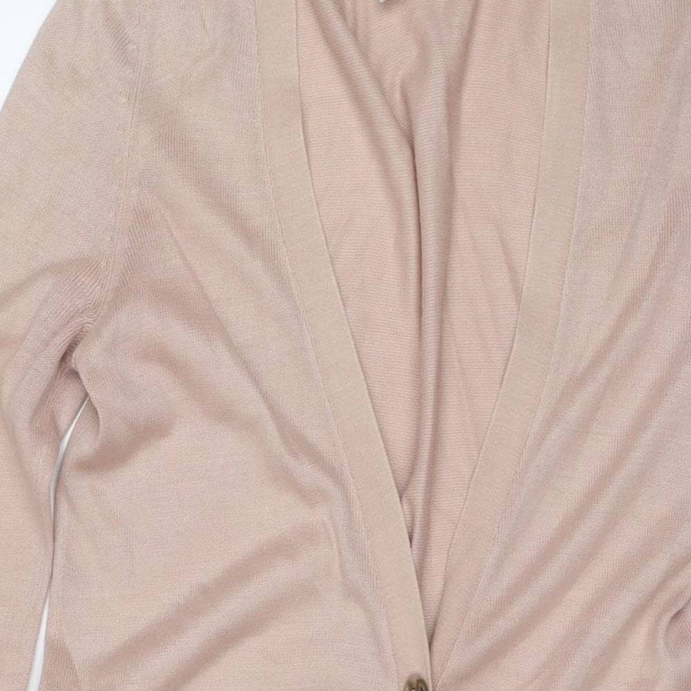 H&M Womens Beige V-Neck Acrylic Cardigan Jumper Size M