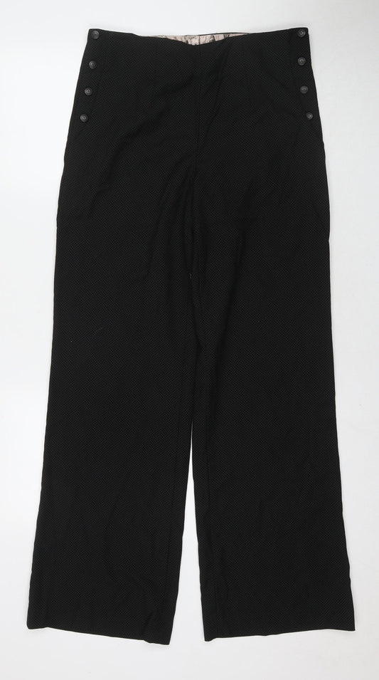 NEXT Womens Black Polyester Trousers Size 12 L20 in Regular Button