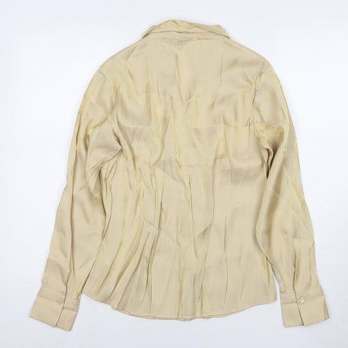 NEXT Womens Gold Viscose Basic Button-Up Size 14 Collared