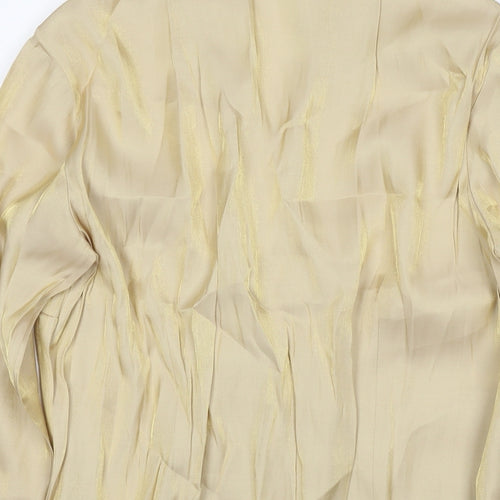 NEXT Womens Gold Viscose Basic Button-Up Size 14 Collared