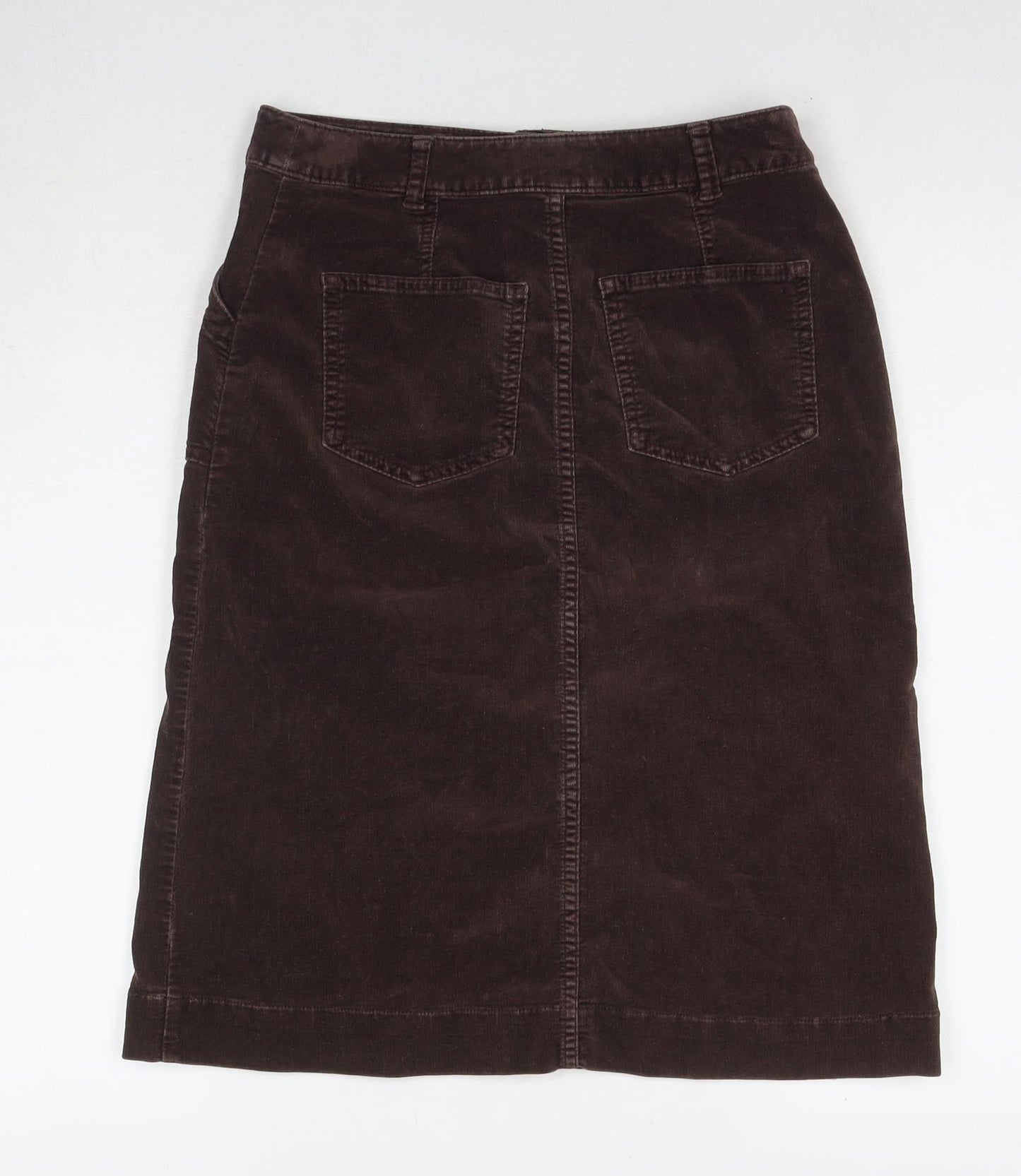 Per Una Womens Brown Cotton A-Line Skirt Size 8 Zip