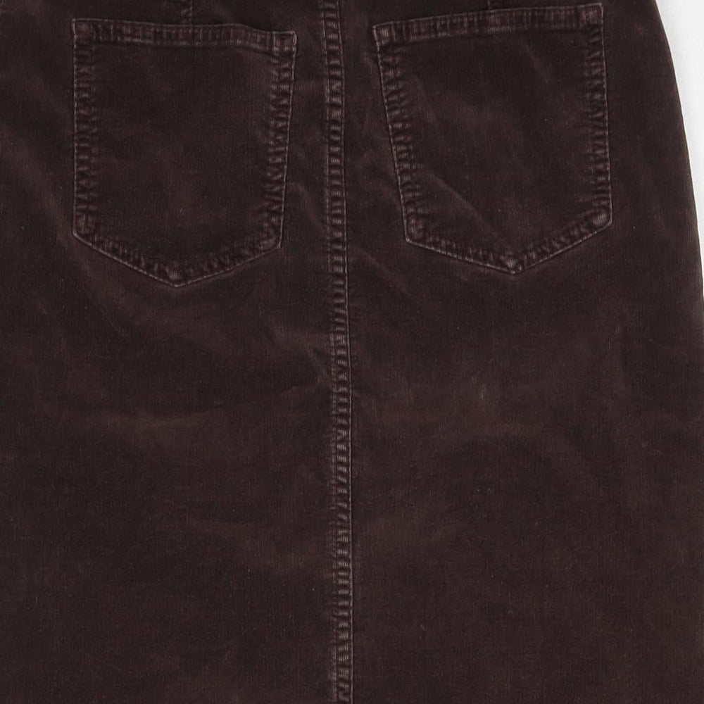 Per Una Womens Brown Cotton A-Line Skirt Size 8 Zip