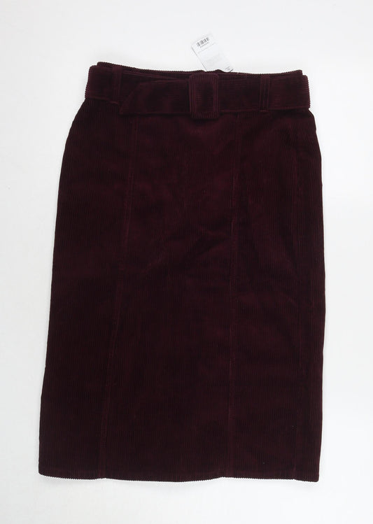 Dorothy Perkins Womens Purple Cotton A-Line Skirt Size 8 Zip