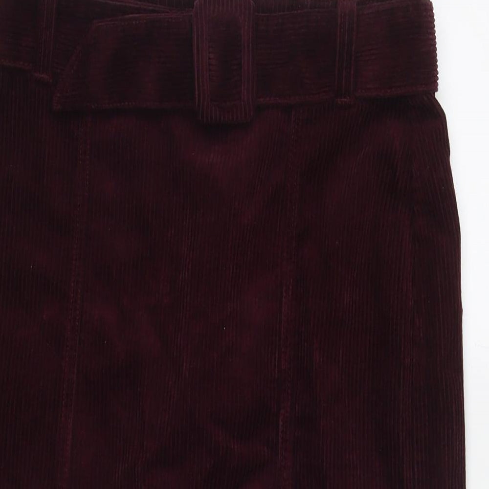 Dorothy Perkins Womens Purple Cotton A-Line Skirt Size 8 Zip