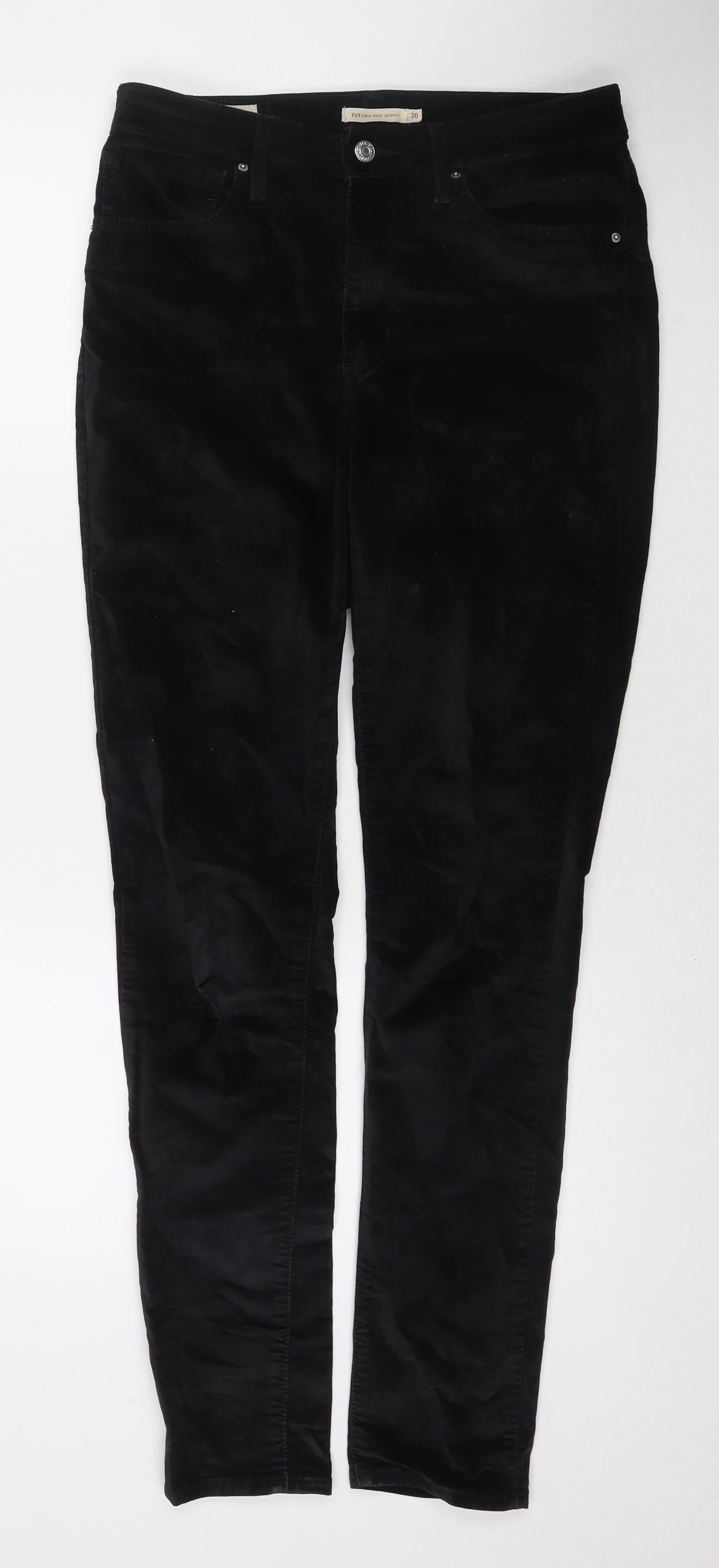 Levi's Womens Black Cotton Trousers Size 30 in L32 in Regular Zip