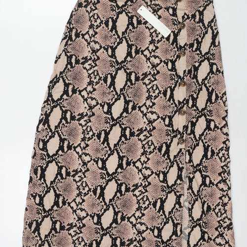 Red Herring Womens Beige Animal Print Viscose Maxi Skirt Size 8 Zip