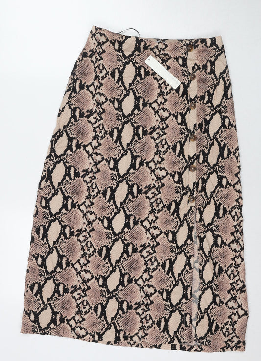 Red Herring Womens Beige Animal Print Viscose Maxi Skirt Size 8 Zip