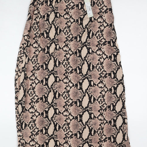 Red Herring Womens Beige Animal Print Viscose Maxi Skirt Size 8 Zip