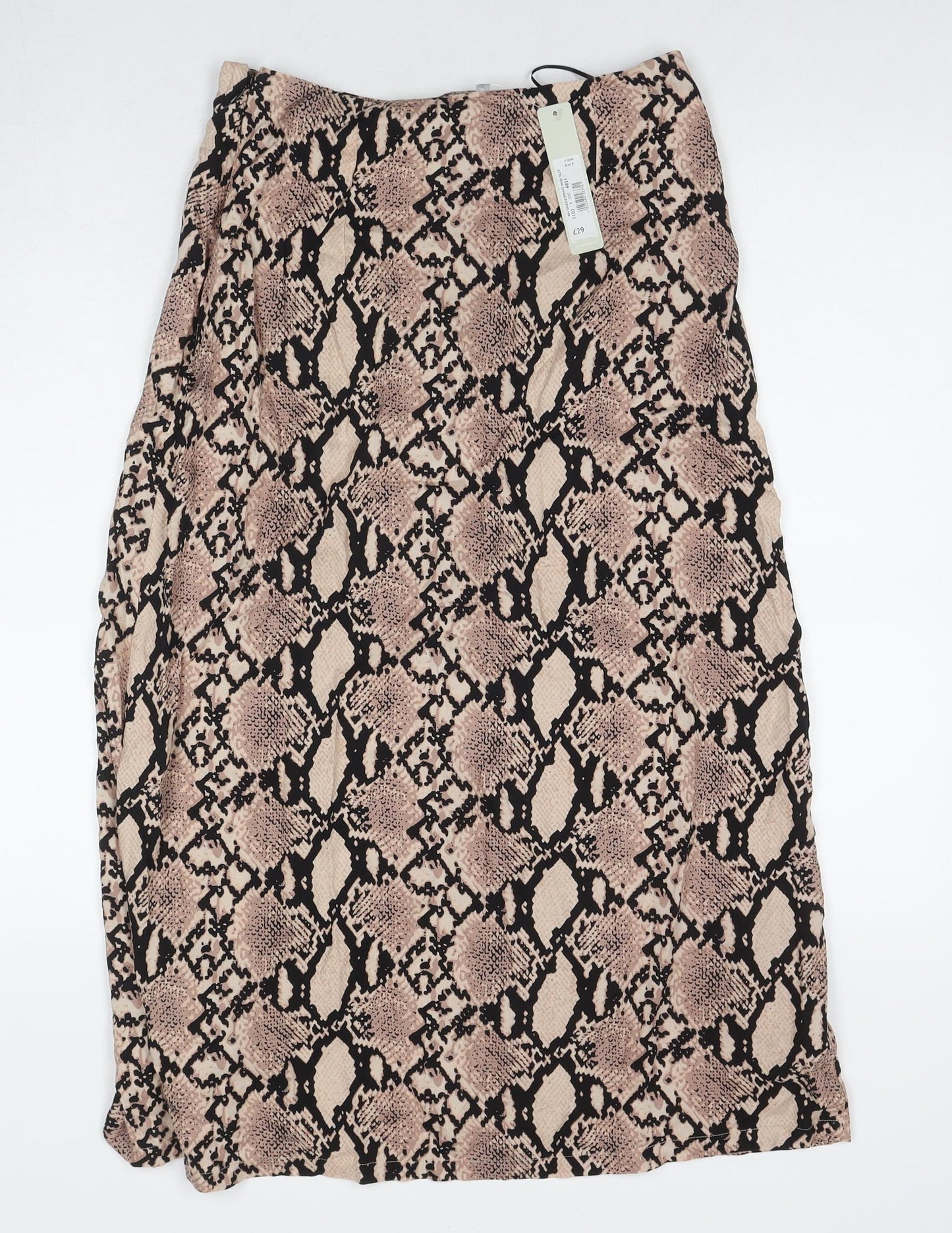 Red Herring Womens Beige Animal Print Viscose Maxi Skirt Size 8 Zip