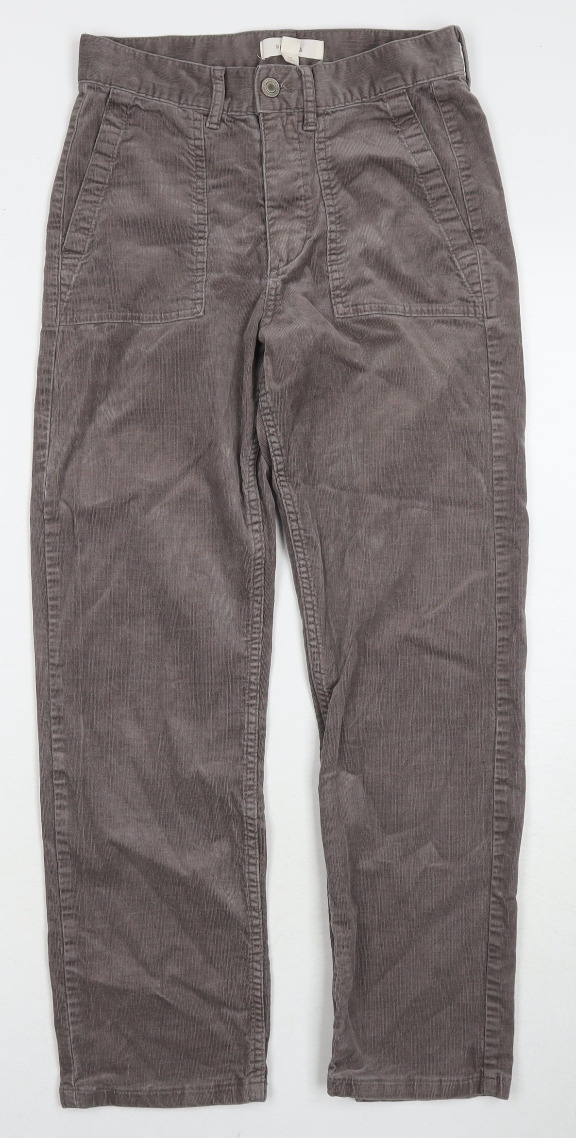 Per Una Womens Brown Cotton Trousers Size 8 L26 in Regular Zip