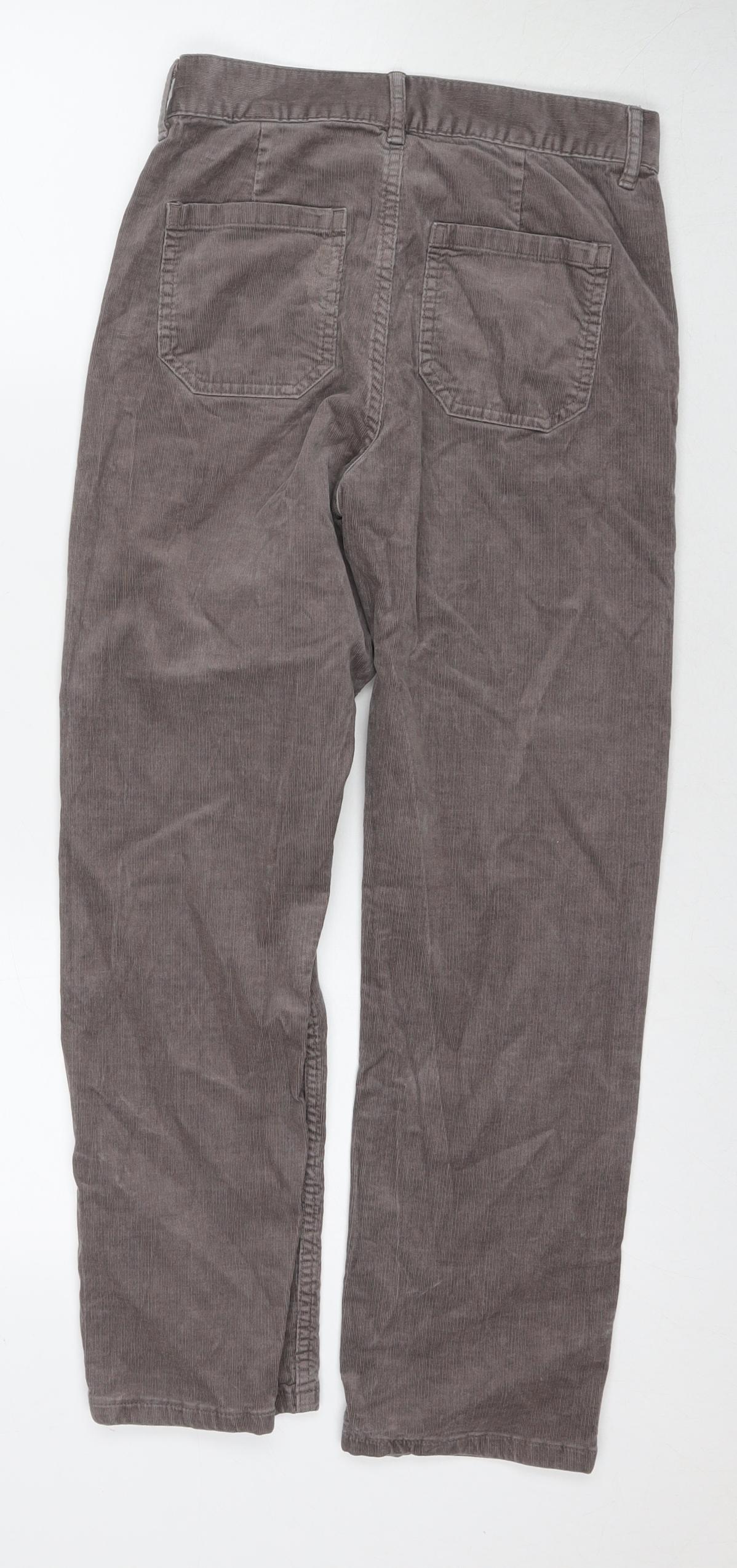 Per Una Womens Brown Cotton Trousers Size 8 L26 in Regular Zip