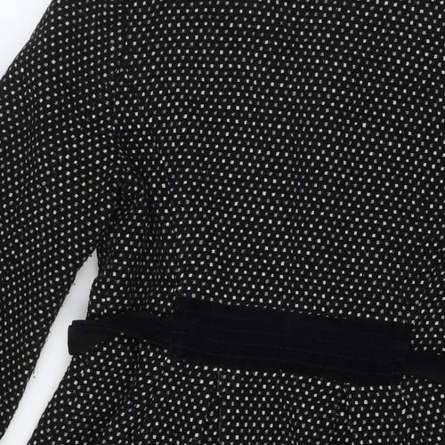 Monsoon Womens Black Geometric Overcoat Coat Size 12 Button