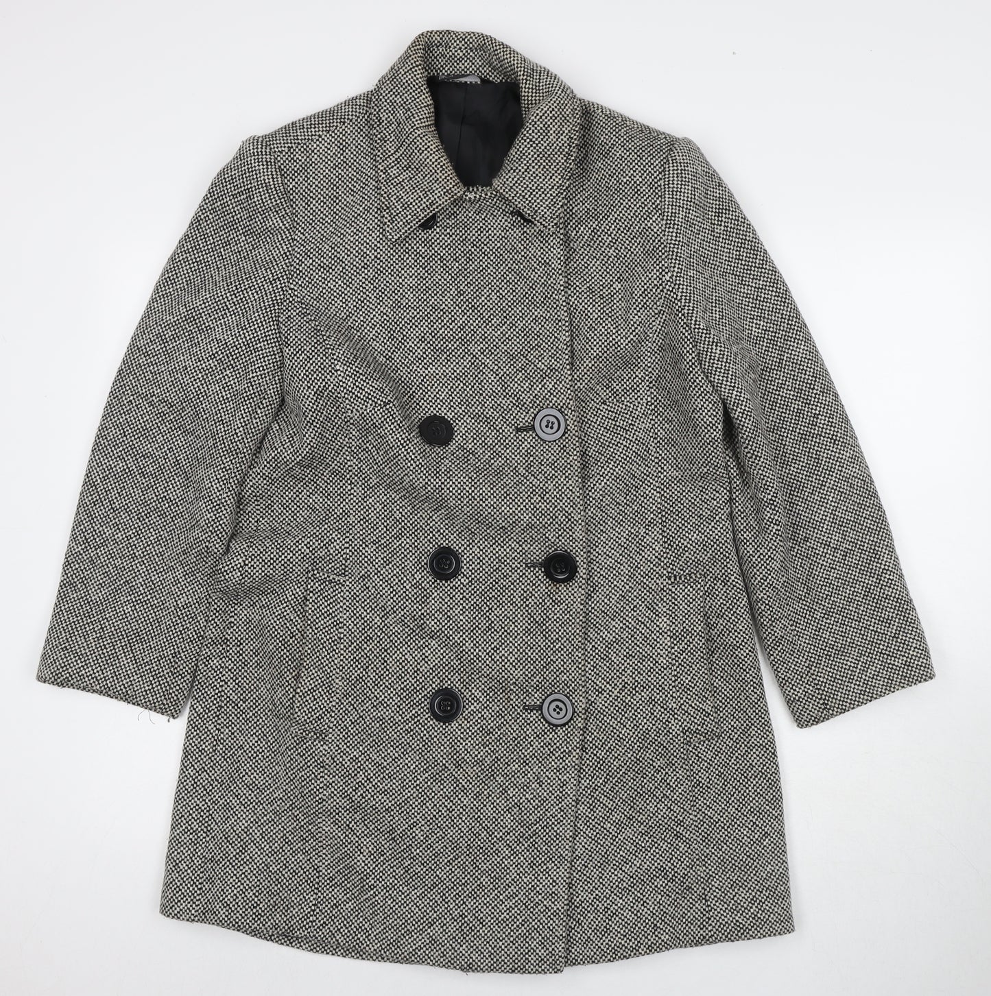 BHS Womens Grey Overcoat Coat Size 12 Button
