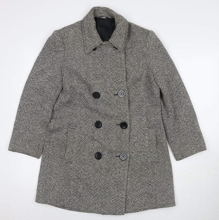 BHS Womens Grey Overcoat Coat Size 12 Button