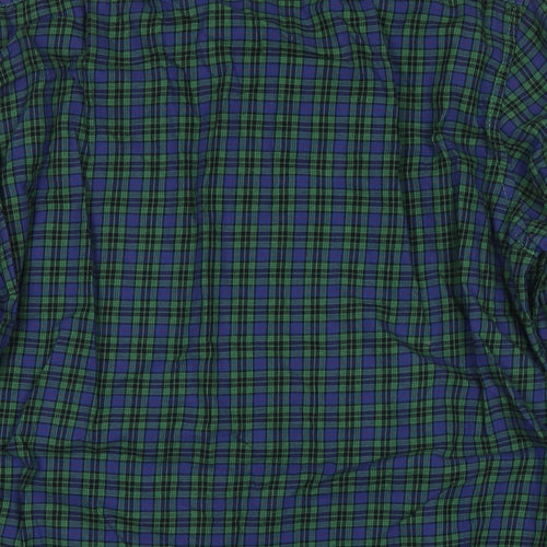H&M Mens Green Check Cotton Button-Up Size M Collared Button
