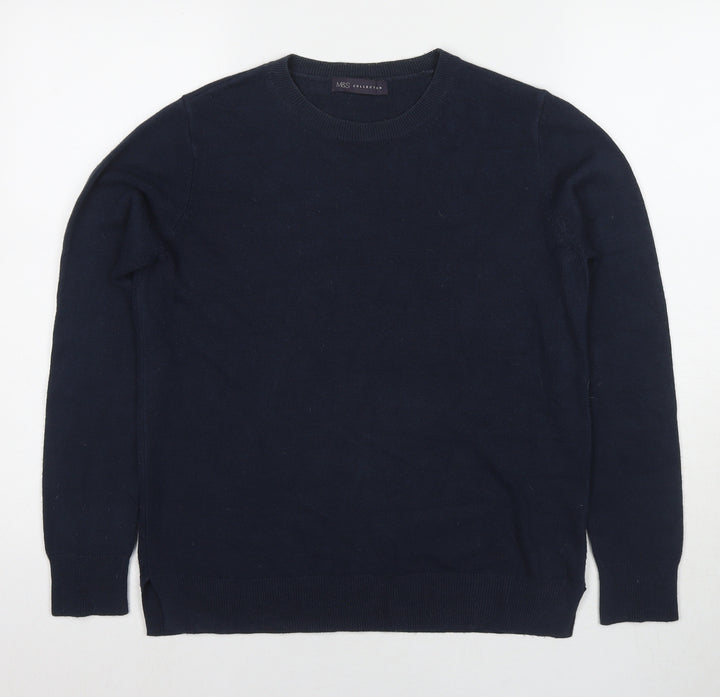 Marks and Spencer Womens Blue Round Neck Acrylic Pullover Jumper Size 10