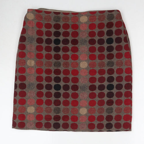 Marks and Spencer Womens Multicoloured Polka Dot Wool A-Line Skirt Size 12 Zip