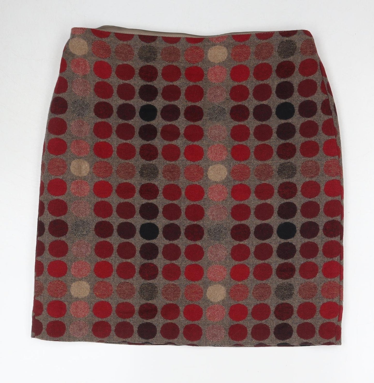 Marks and Spencer Womens Multicoloured Polka Dot Wool A-Line Skirt Size 12 Zip