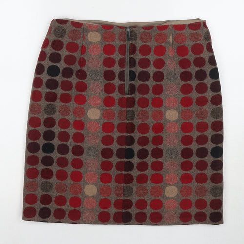 Marks and Spencer Womens Multicoloured Polka Dot Wool A-Line Skirt Size 12 Zip