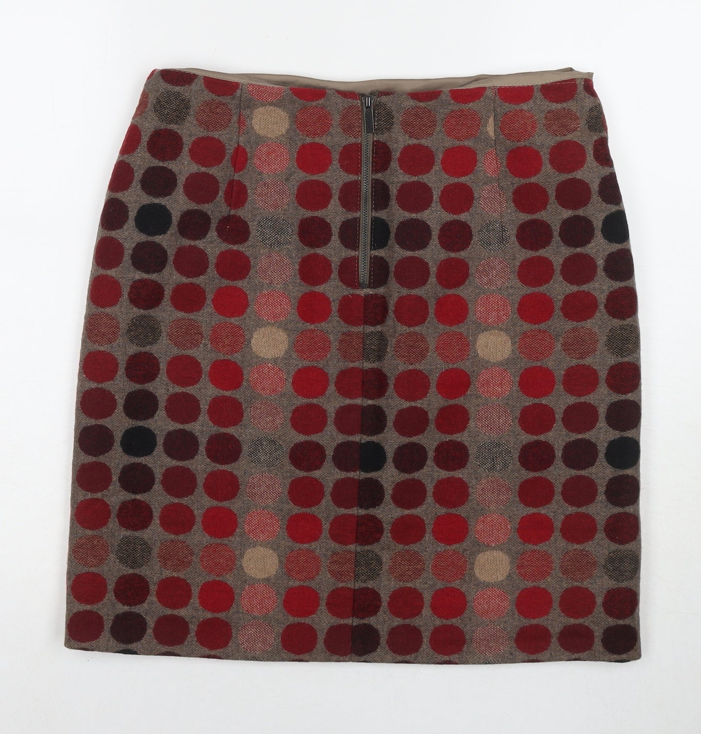 Marks and Spencer Womens Multicoloured Polka Dot Wool A-Line Skirt Size 12 Zip