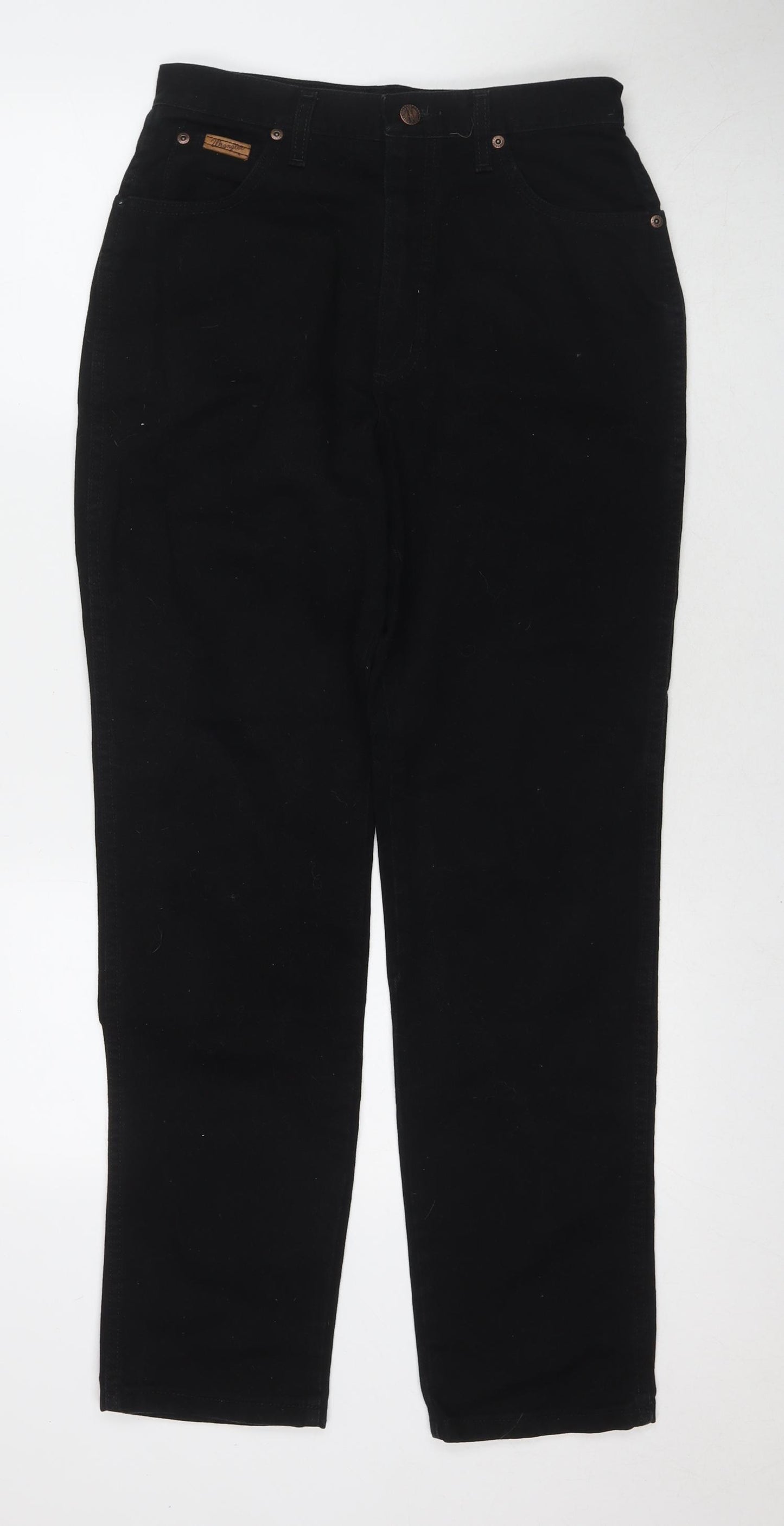 Wrangler Womens Black Cotton Blend Straight Jeans Size 28 in L30 in Regular Zip