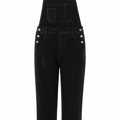 Topshop Womens Black Cotton Dungaree One-Piece Size 8 L26 in Button