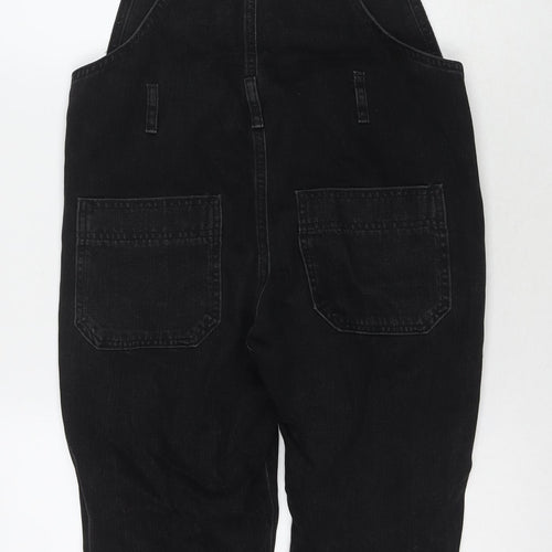 Topshop Womens Black Cotton Dungaree One-Piece Size 8 L26 in Button