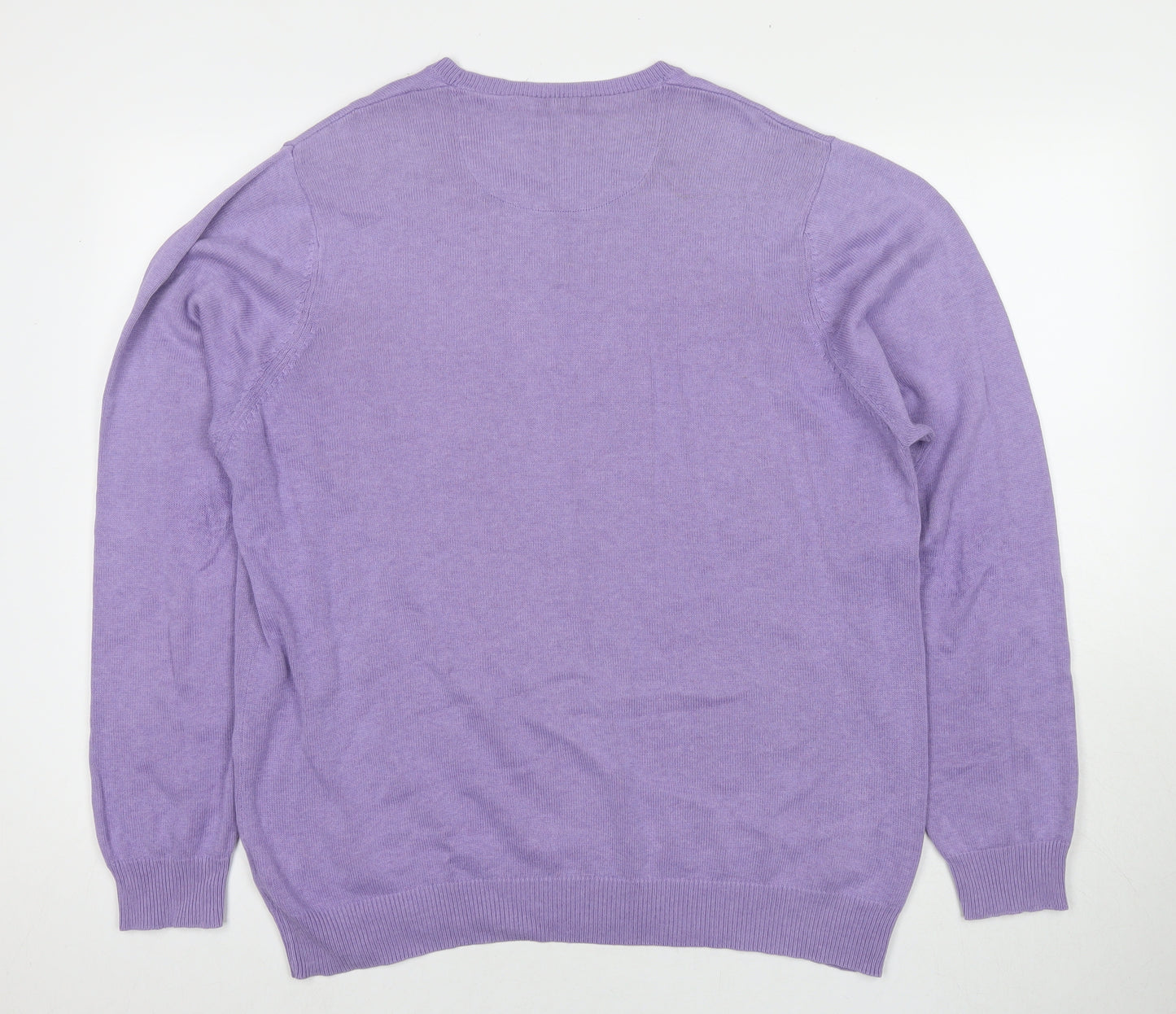 Marks and Spencer Mens Purple Round Neck Cotton Pullover Jumper Size L Long Sleeve