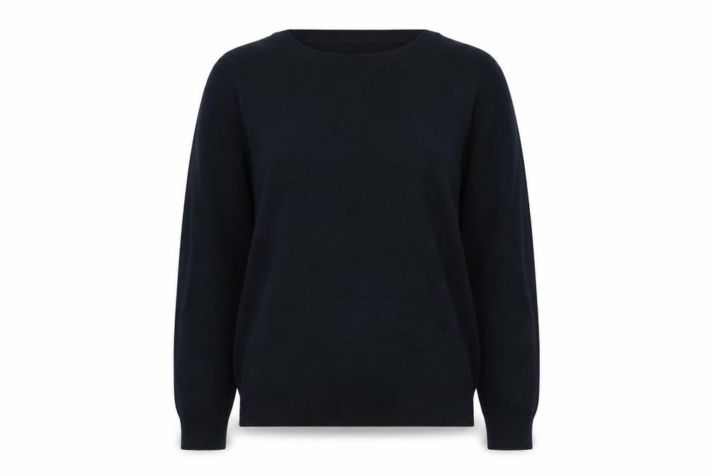 Front view of Next women’s blue round neck cotton jumper, size UK 12