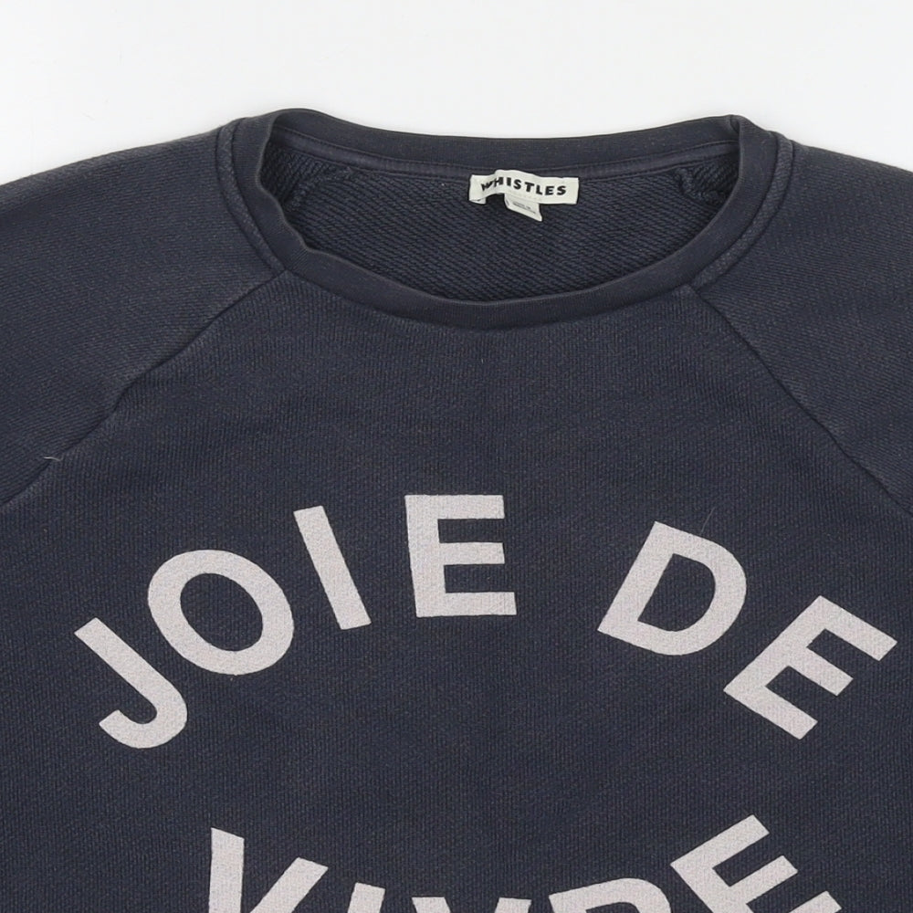 Whistles Womens Grey Cotton Pullover Sweatshirt Size 8 Pullover