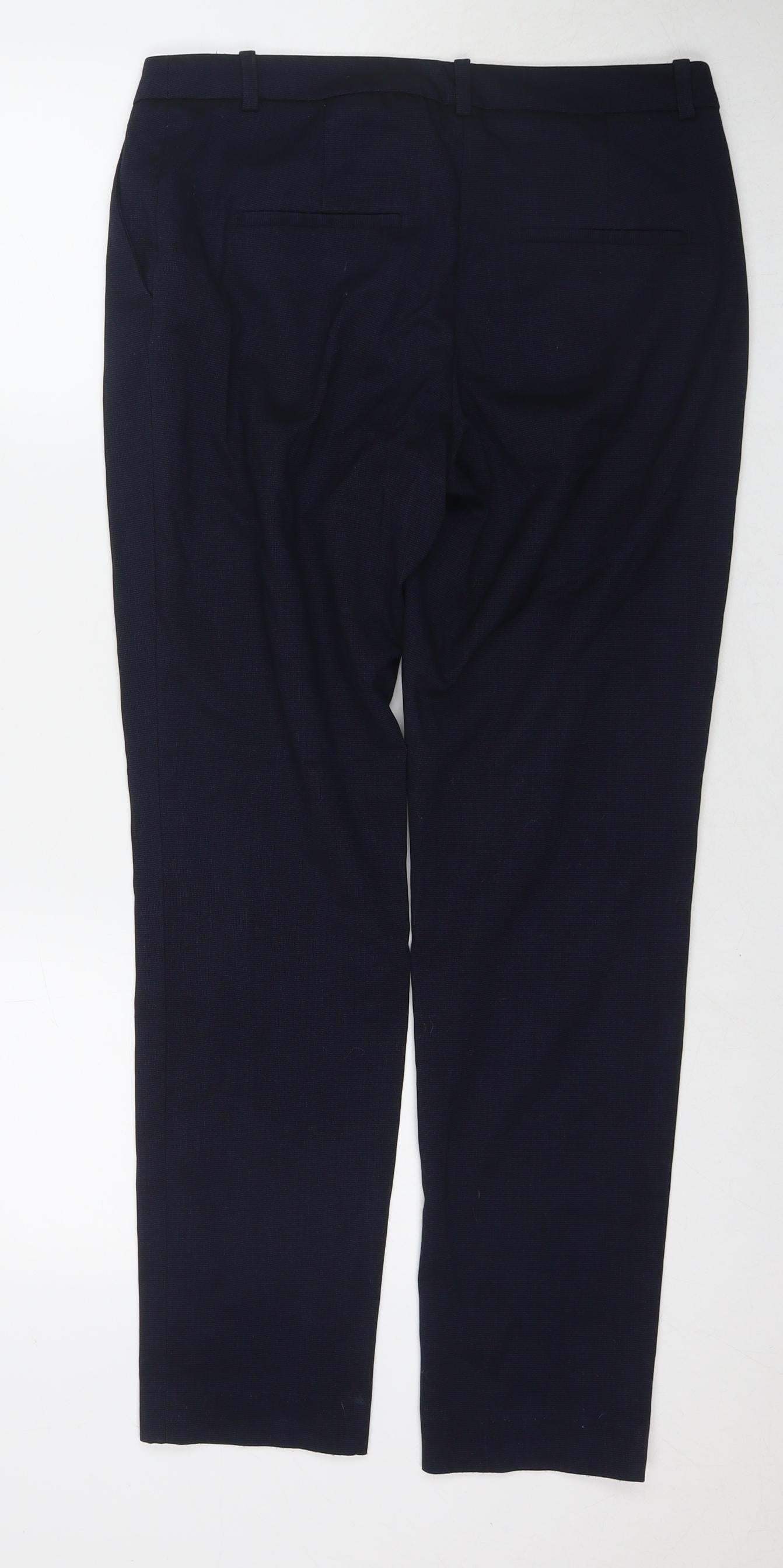 H&M Womens Blue Polyester Trousers Size 10 L28 in Regular Zip