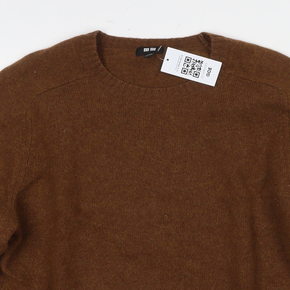 Uniqlo Womens Brown Round Neck Wool Pullover Jumper Size M