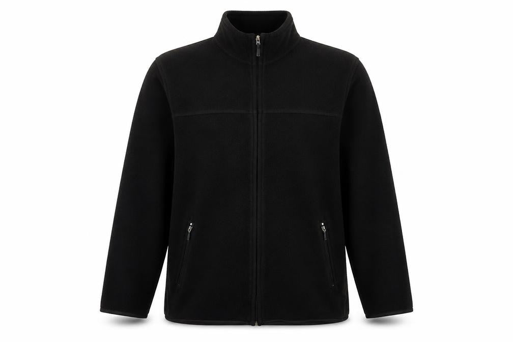 Front view of EWM women’s black jacket, size UK 10, zip -, size UK 10-12