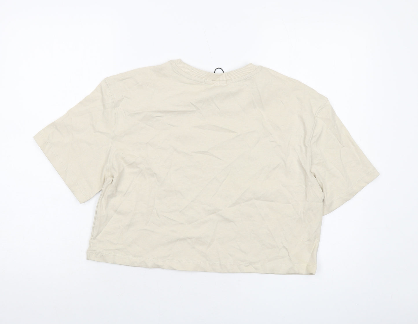 Stradivarius Womens Beige Cotton Basic T-Shirt Size M Crew Neck