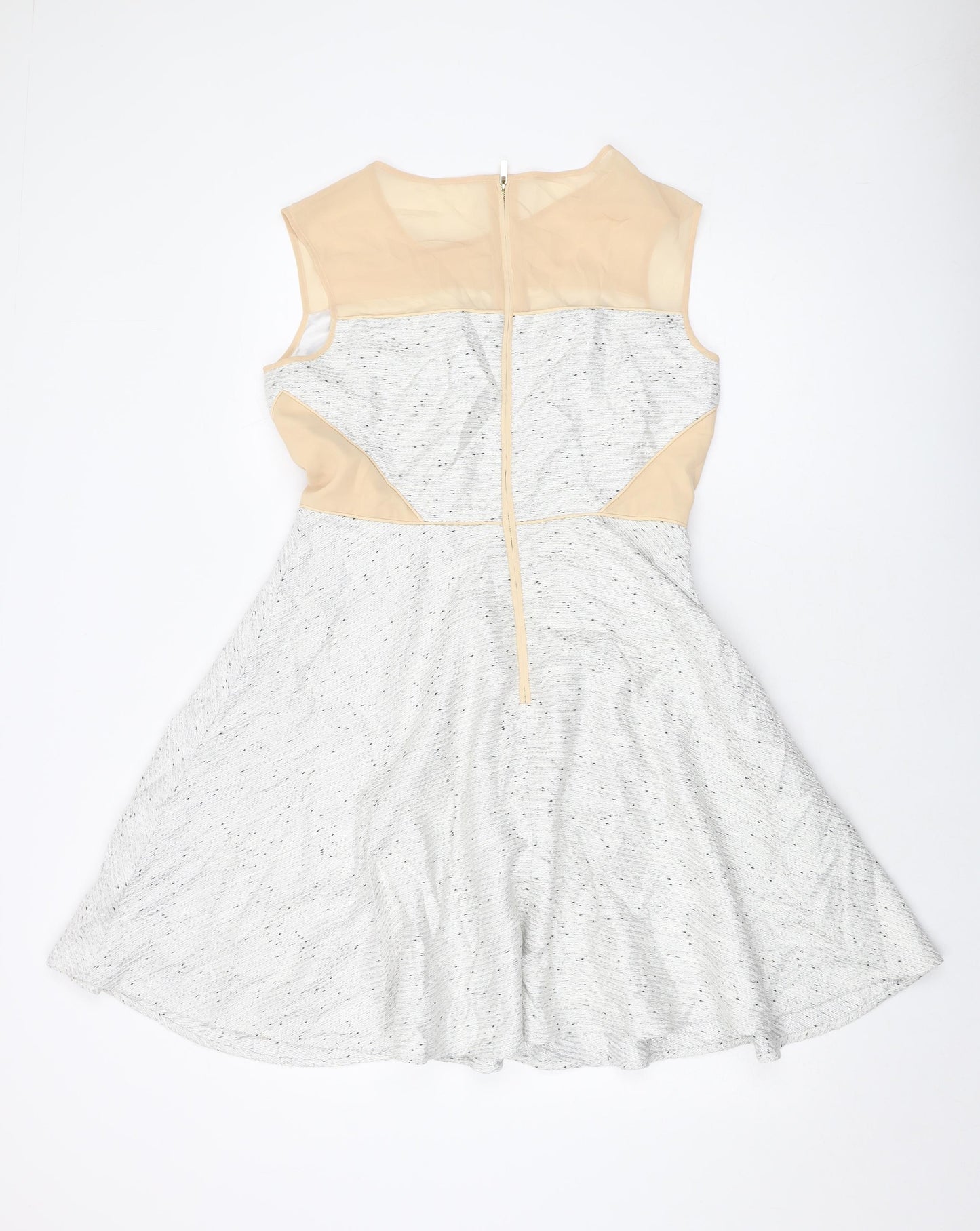 Coast Womens Grey Acrylic A-Line Size 14 Round Neck Zip