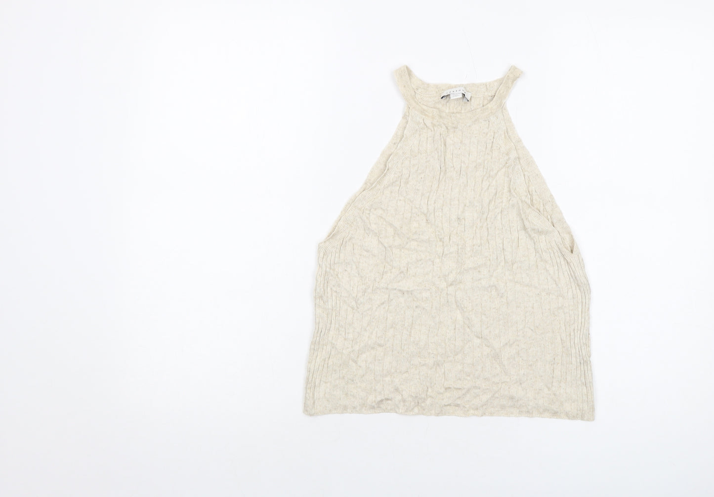 Topshop Womens Beige Acrylic Basic Tank Size M Round Neck