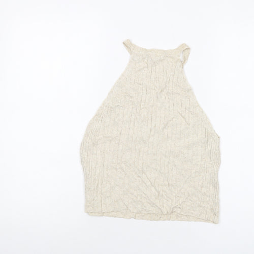Topshop Womens Beige Acrylic Basic Tank Size M Round Neck