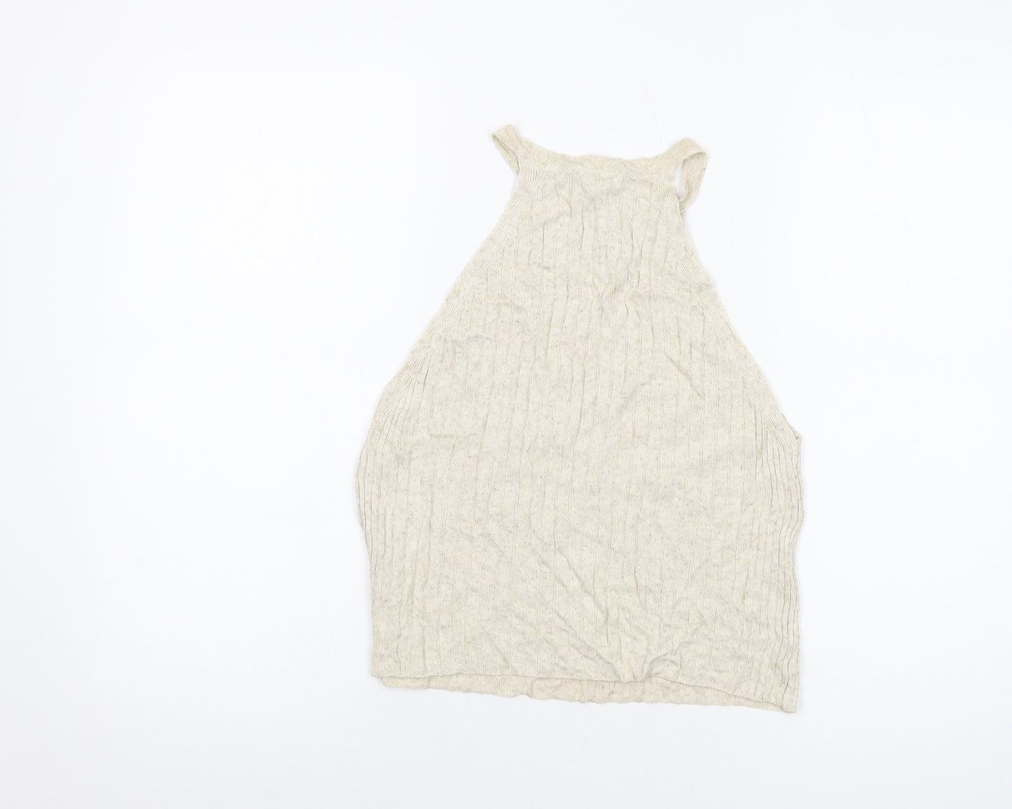 Topshop Womens Beige Acrylic Basic Tank Size M Round Neck