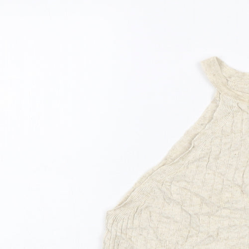 Topshop Womens Beige Acrylic Basic Tank Size M Round Neck