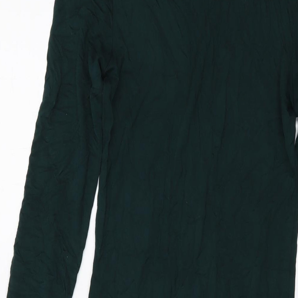 Topshop Womens Green Viscose Bodycon Size 8 Round Neck Pullover