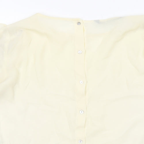 Zara Womens Ivory Polyester Basic Blouse Size M Round Neck