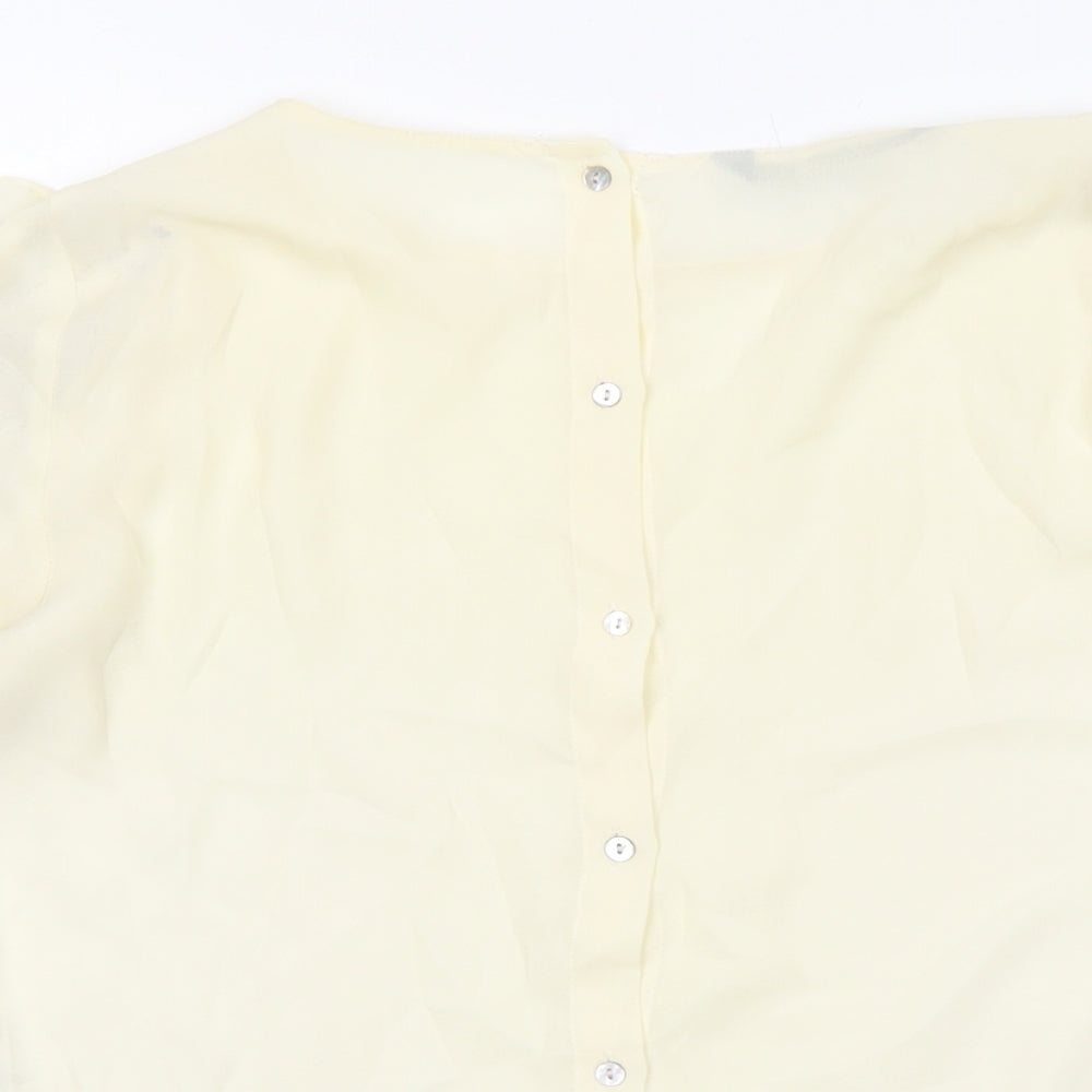 Zara Womens Ivory Polyester Basic Blouse Size M Round Neck