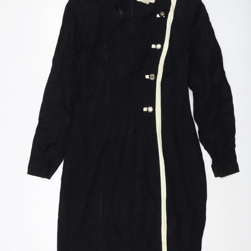 Danny & Nicole Womens Black Polyester Sheath Size 12 Round Neck Zip