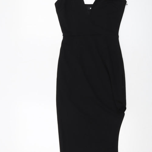 Missguided Womens Black Polyester Bodycon Size 4 Sweetheart Zip