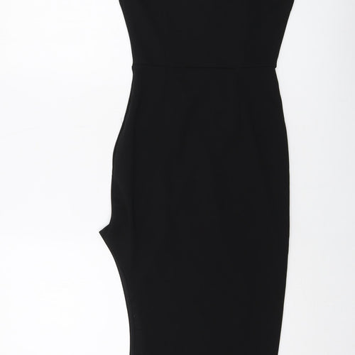 Missguided Womens Black Polyester Bodycon Size 4 Sweetheart Zip