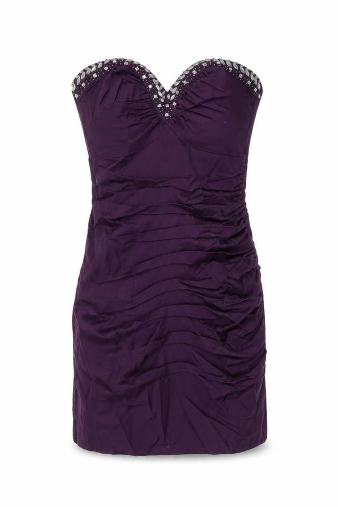 Front view of Lipsy women’s pink cotton mini, size UK 10, square neck zip