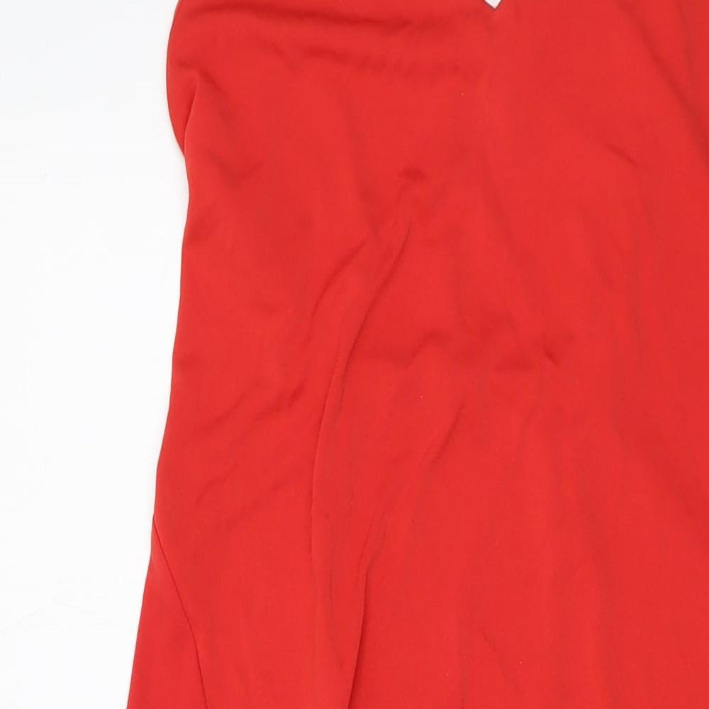 Zara Womens Red Polyester A-Line Size M V-Neck Pullover