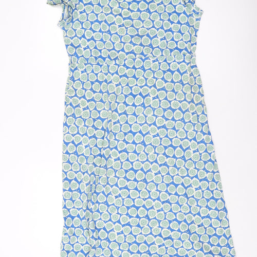 Boden Womens Green Geometric Polyester A-Line Size 12 V-Neck Pullover